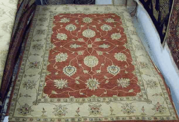 alfombra nudo fino zigler india lana granate